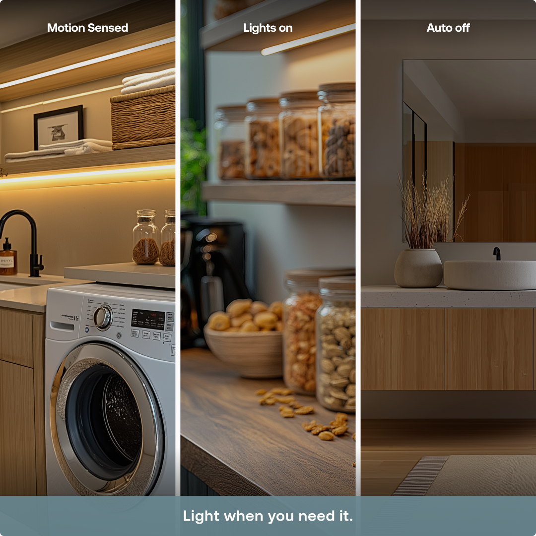 Motion Sensed  
Lights on  
Auto off  

Light when you need it.