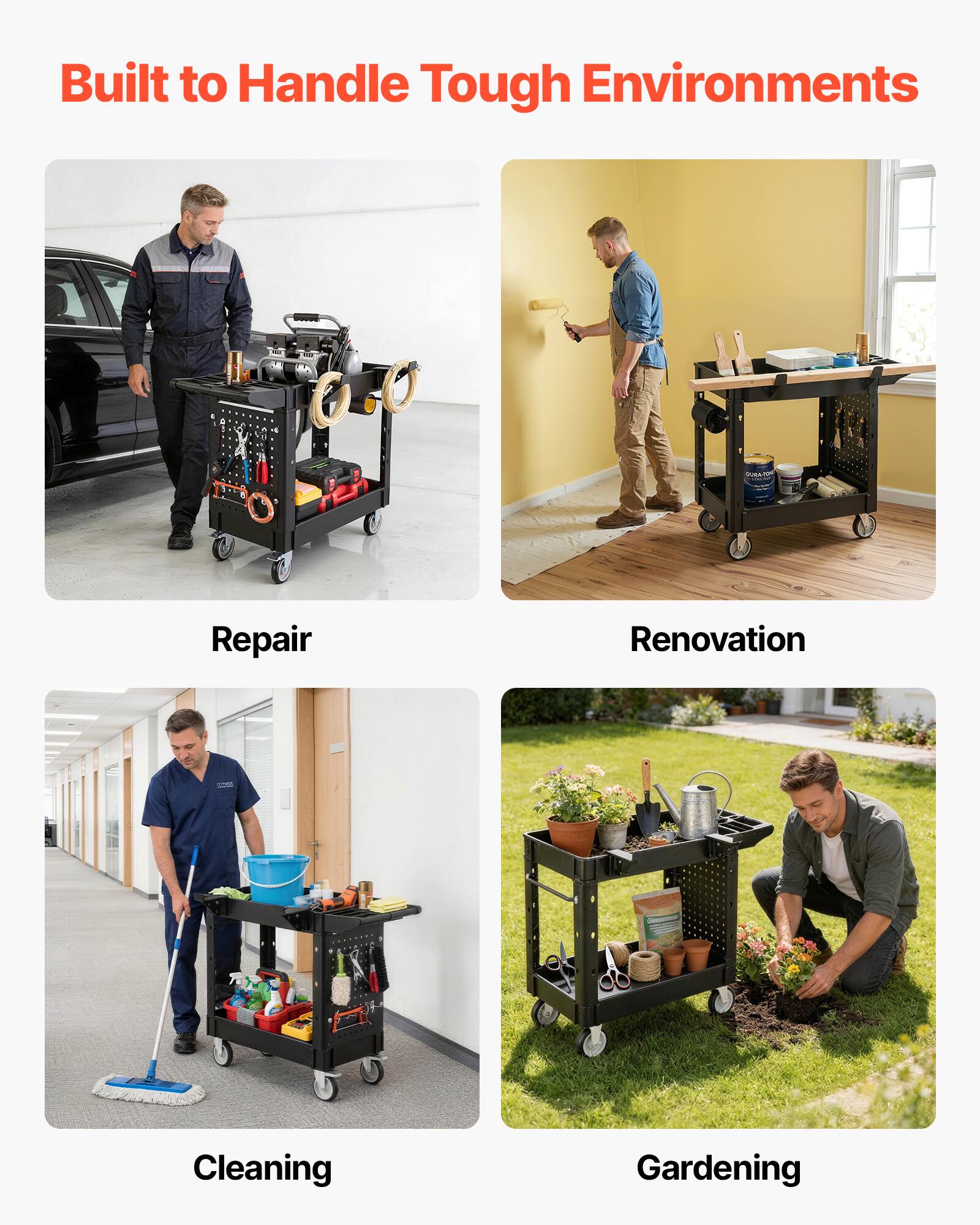 Built to Handle Tough Environments

Repair  
Renovation  
Cleaning  
Gardening