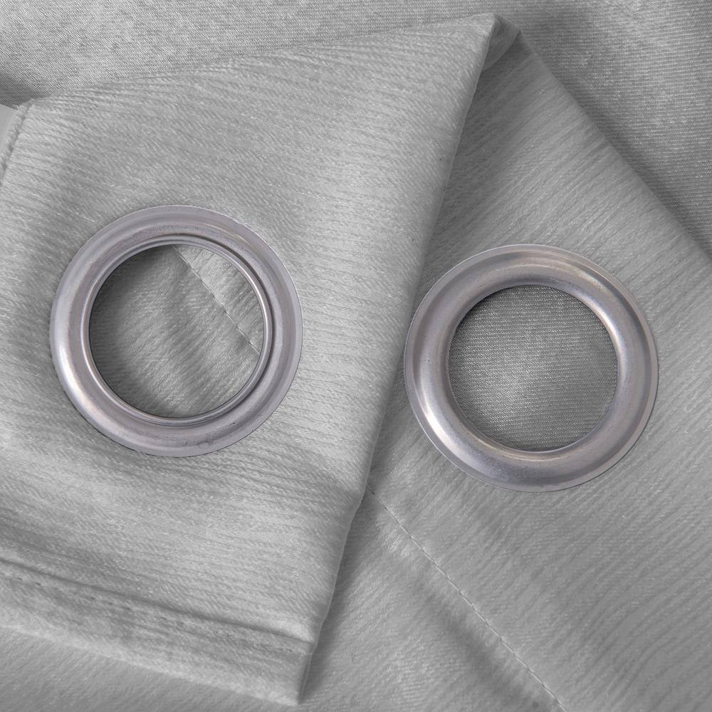 Angle. Olivia Gray - Olivia Gray Lina Matte Embossed Blackout Grommet Single Panel - 52x90" Silver - Silver.