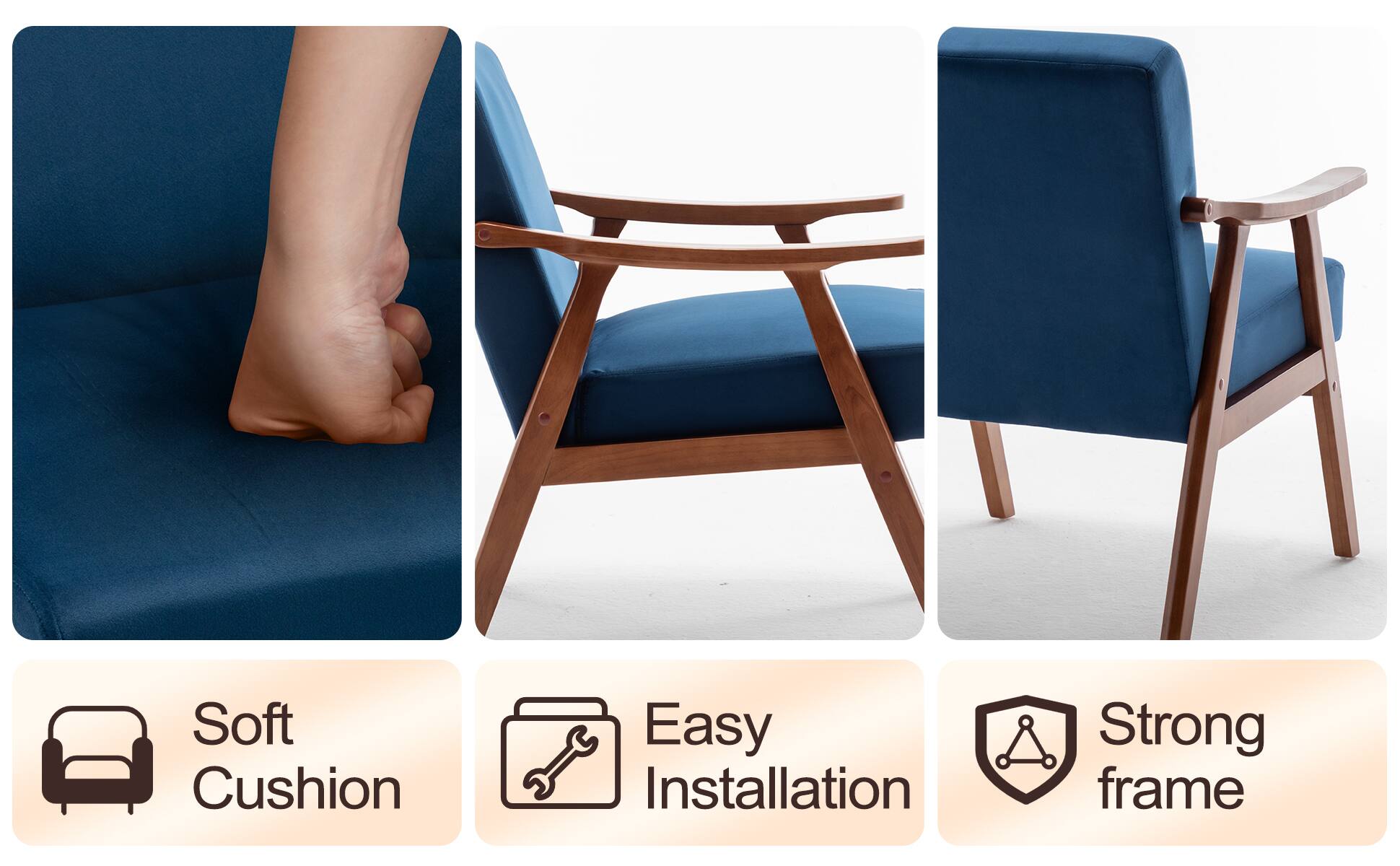 Soft Cushion  
Easy Installation  
Strong Frame