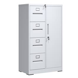 Dexmalle - Dexmalle-Metal Storage Vertical Filing Cabinet with Lock,4 Drawer&1Door-White