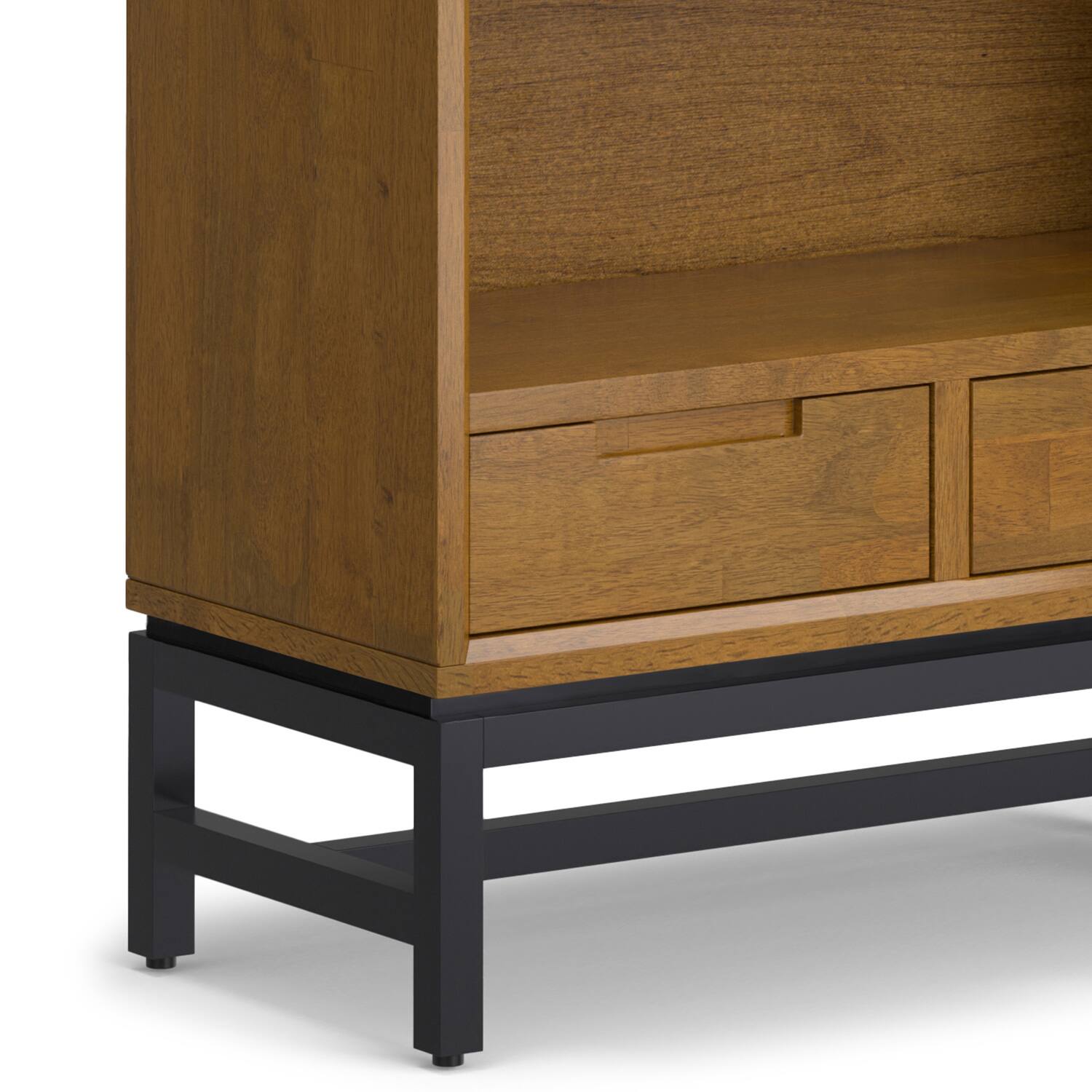 Alt View 7. Simpli Home - Banting SOLID HARDWOOD and Metal 66 inch x 30 inchRectangle Modern Industrial Bookcase in Medium Saddle Brown - Medium Saddle Brown.