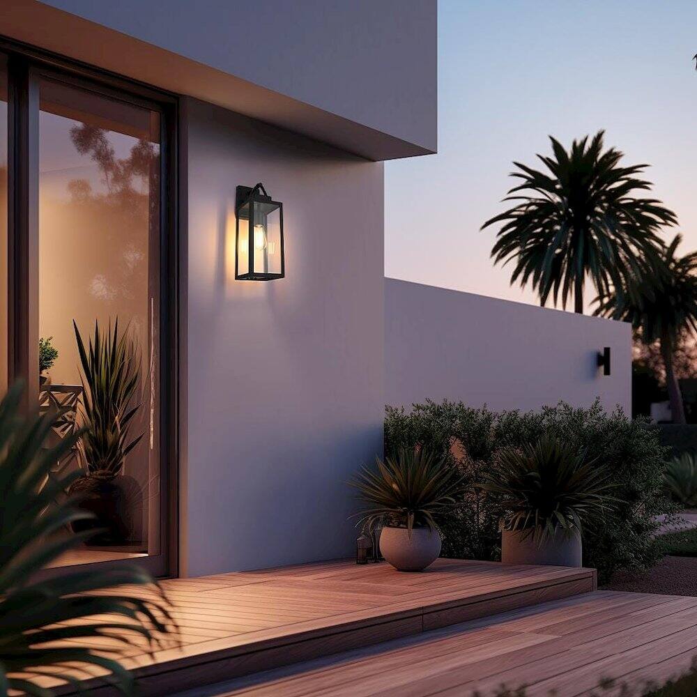 Alt View 4. Elegant Lighting - Hilton 7 inch Outdoor Pendant in Black - Black.