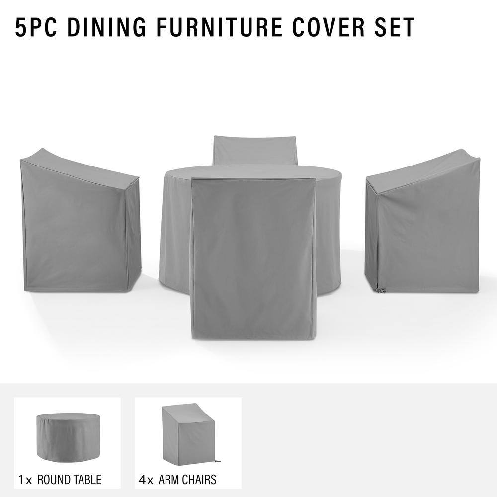 5PC DINING FURNITURE COVER SET  
1 x ROUND TABLE  
4 x ARM CHAIRS