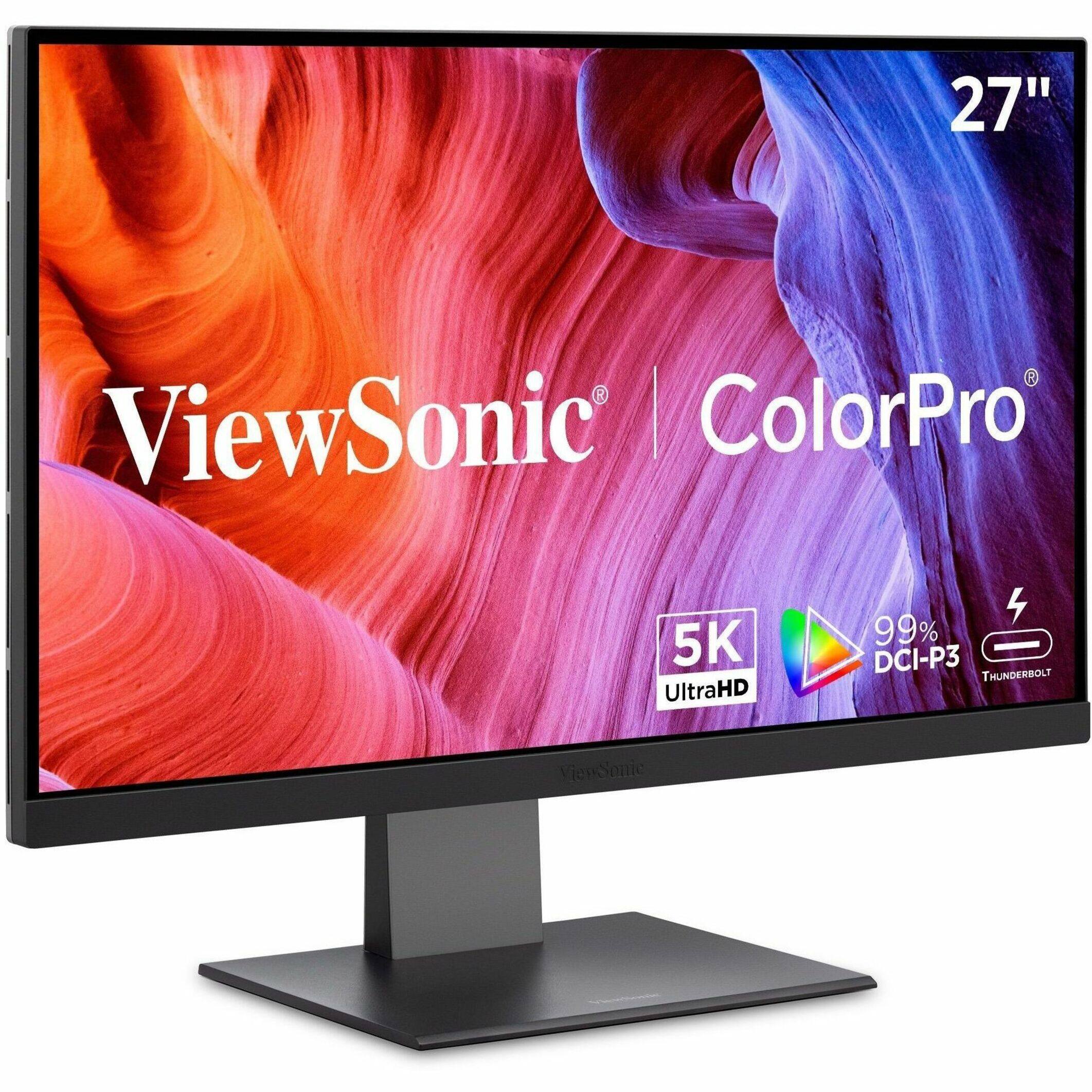 "27" ViewSonic ColorPro 5K UltraHD 4K 99% DCI-P3 Thunderbolt 3."