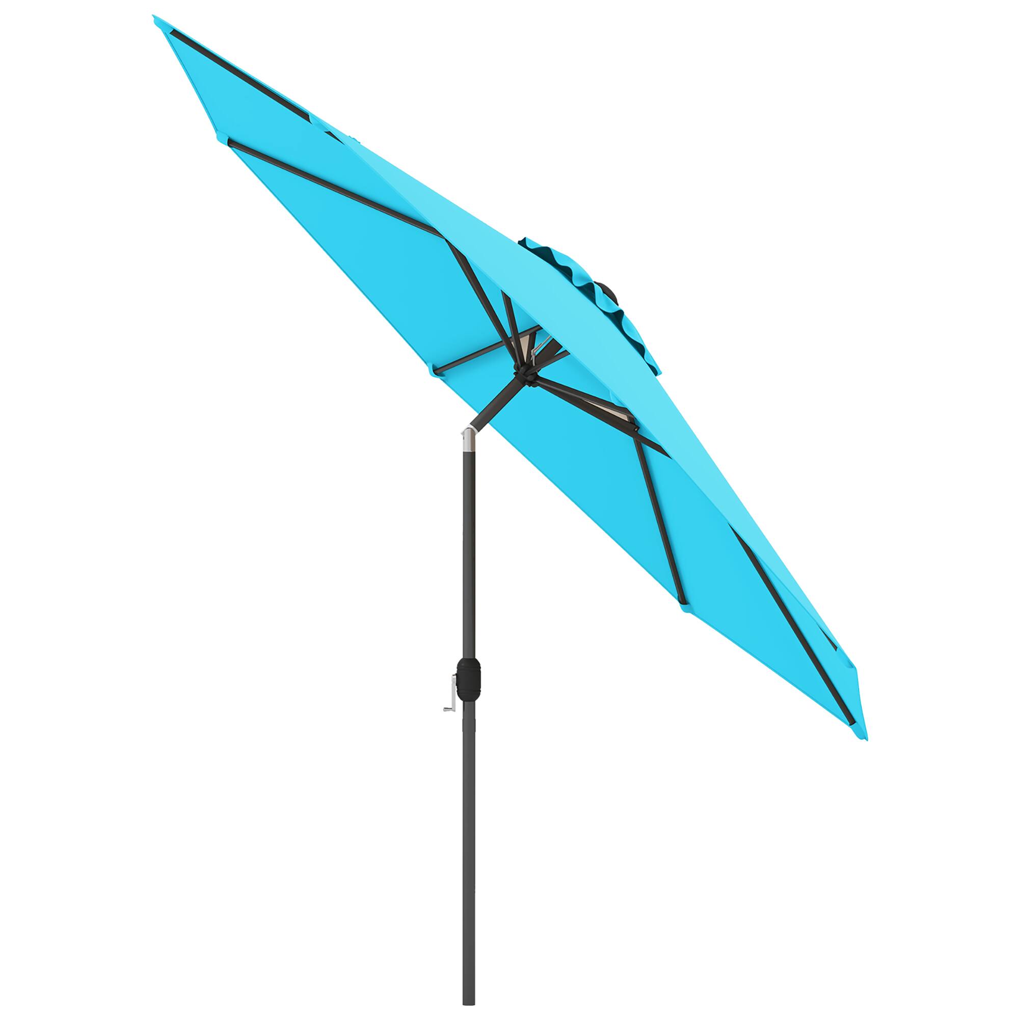 Alt View 9. Gymax - Gymax 300 CM Patio Umbrella Heavy Duty Market Umbrella w/ Tilt Mechanism Crank Handle Blue - Blue.