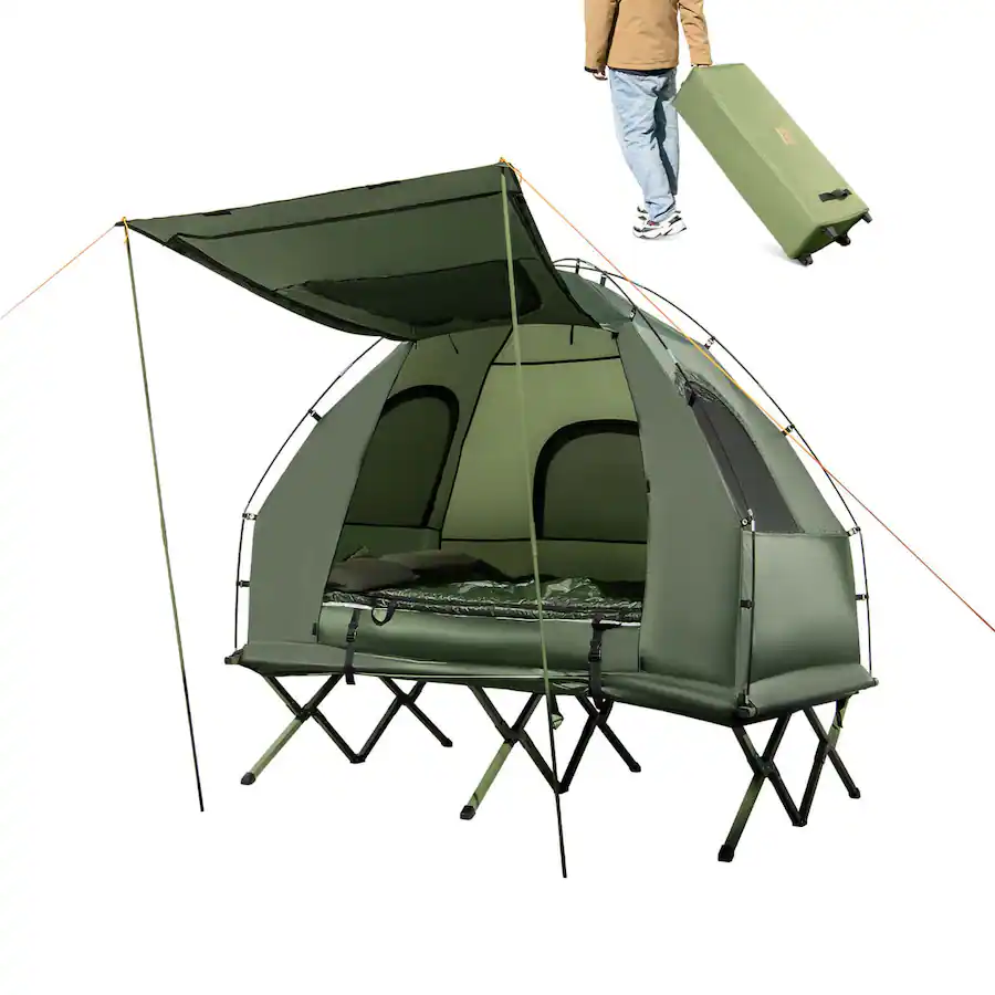 Costway Person Compact Portable Pop Up Tent Camping Cot with Air