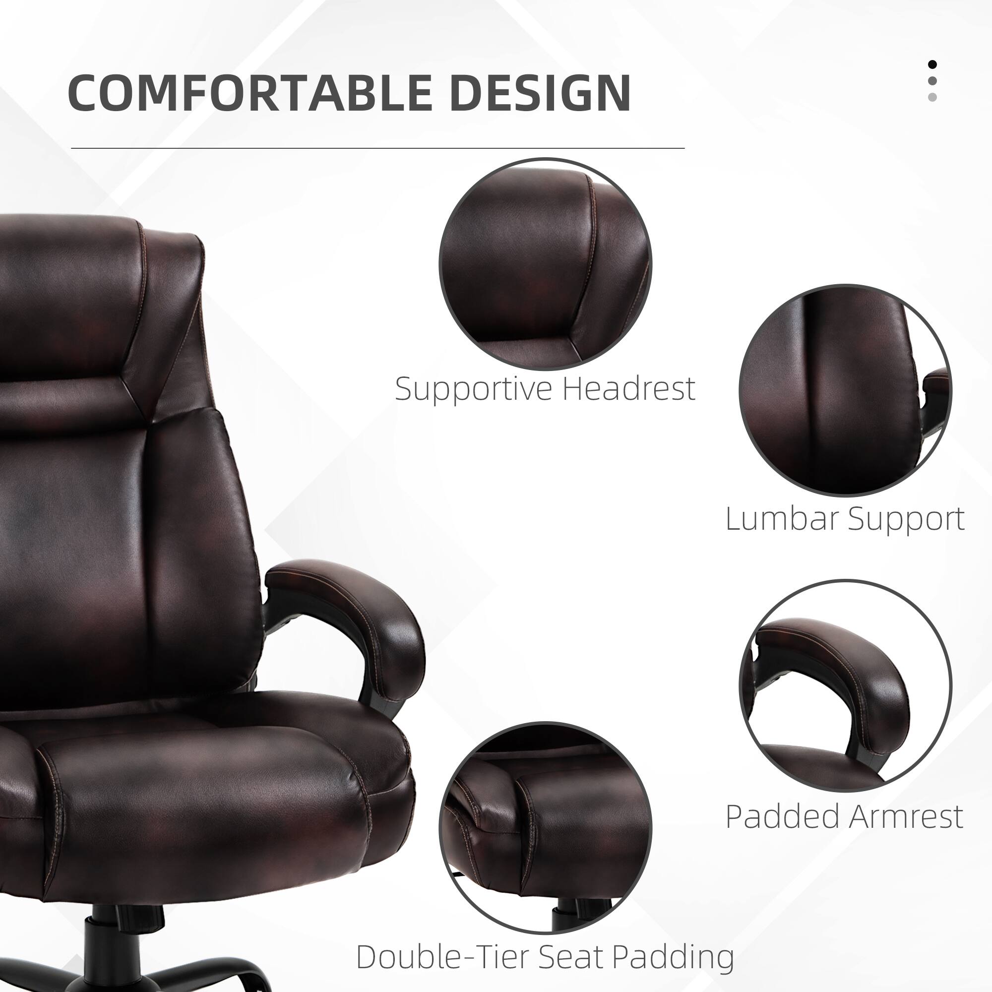 COMFORTABLE DESIGN: Supportive Headrest, Lumbar Support, Padded Armrest, Double-Tier Seat Padding
