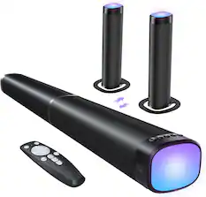 Front. Core Tech - 100W 2-in-1 Detachable Soundbar with Dynamic RGB Lighting, Bluetooth 5.3, HDMI ARC, Optical and AUX - Black.