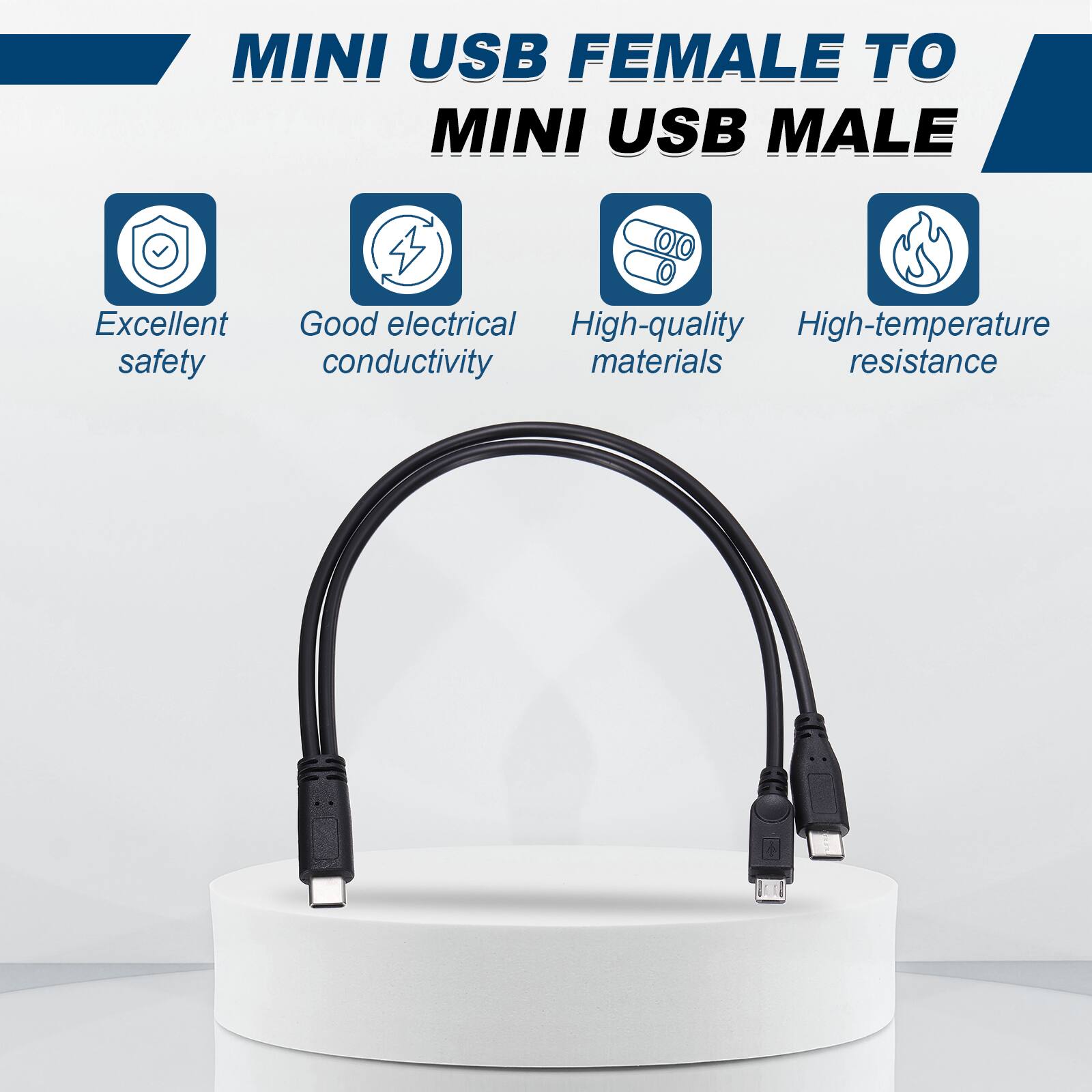 MINI USB FEMALE TO MINI USB MALE

Excellent safety
Good electrical conductivity
High-quality materials
High-temperature resistance