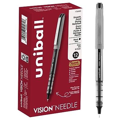 uni-ball - Vision Needle Rollerball Pens, Fine Point, 0.7mm, Black Ink, Dozen (1734903)