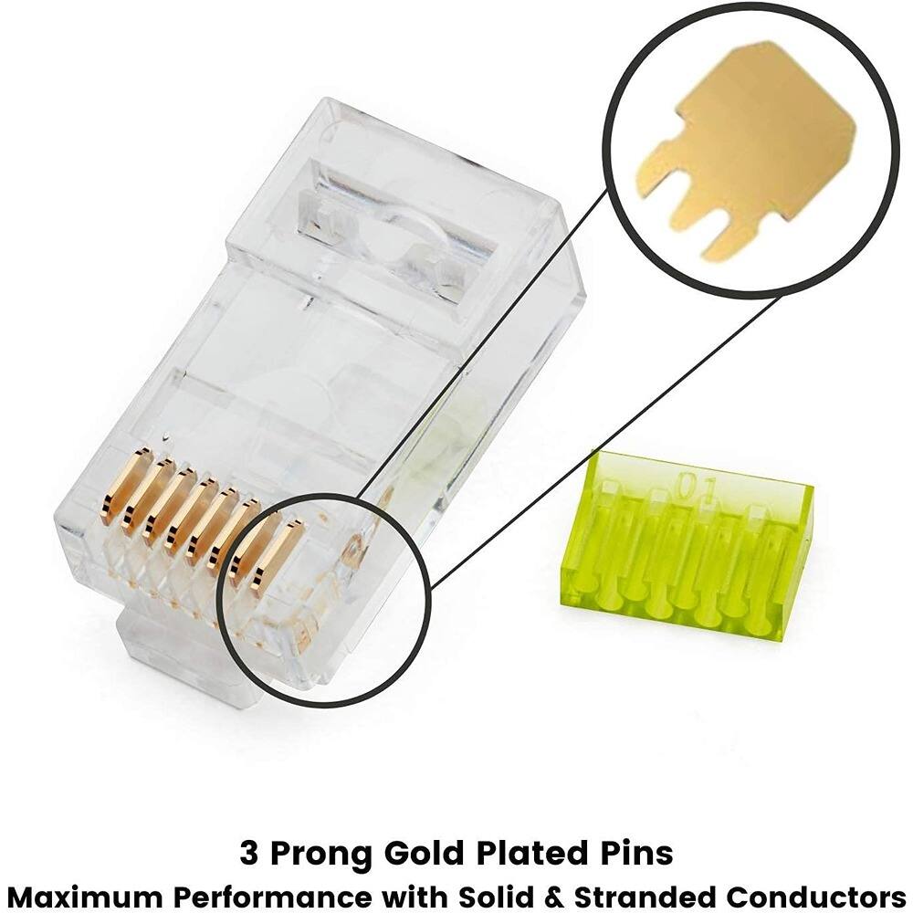 3 Prong Gold Plated Pins  
Maximum Performance with Solid & Stranded Conductors