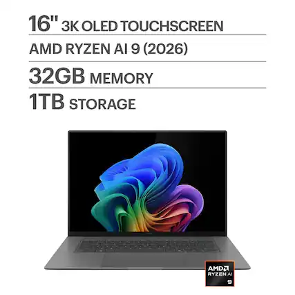 16" 3K OLED TOUCHSCREEN
AMD RYZEN AI 9 (2026)
32GB MEMORY
1TB STORAGE