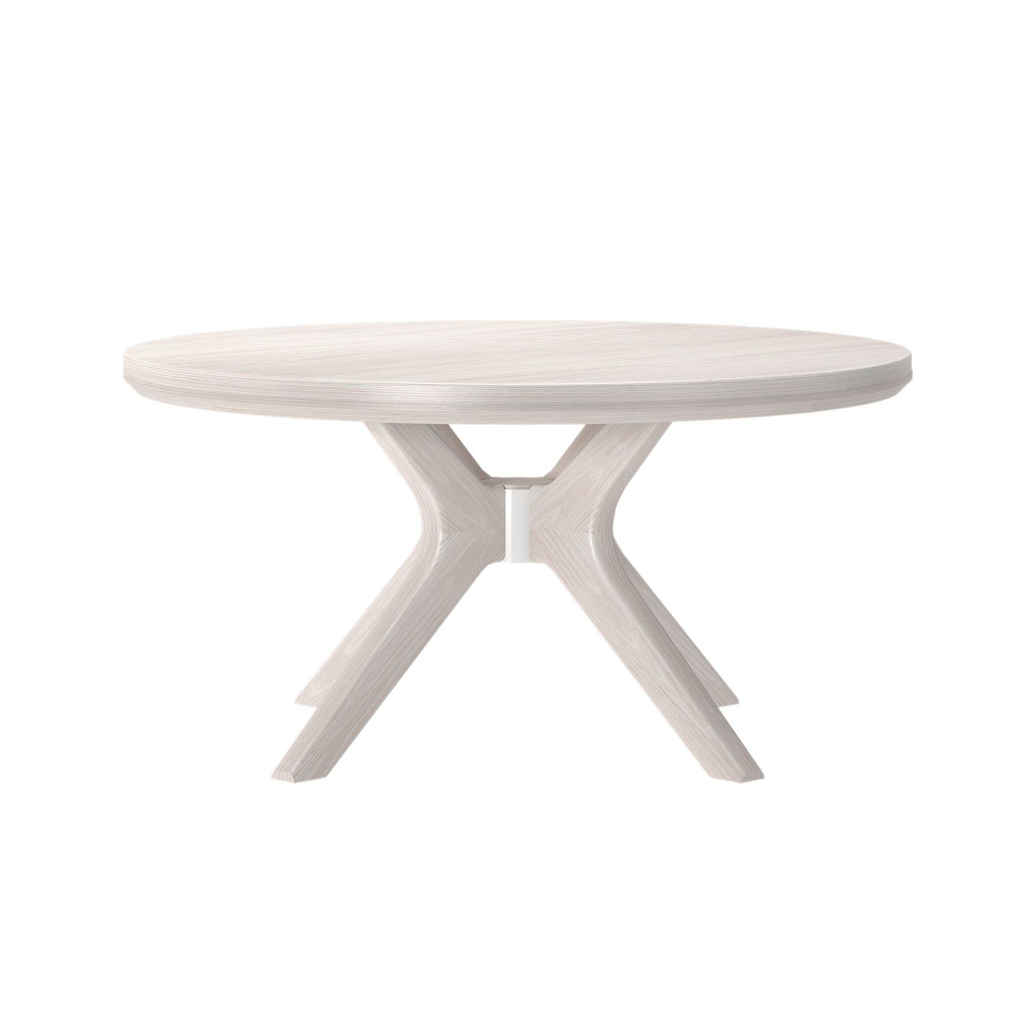 Alt View 3. Plank+Beam - Cross Leg Round Coffee Table (36in x 36in / 910mm x 910mm), White Sand Wirebrush - White Sand Wirebrush.