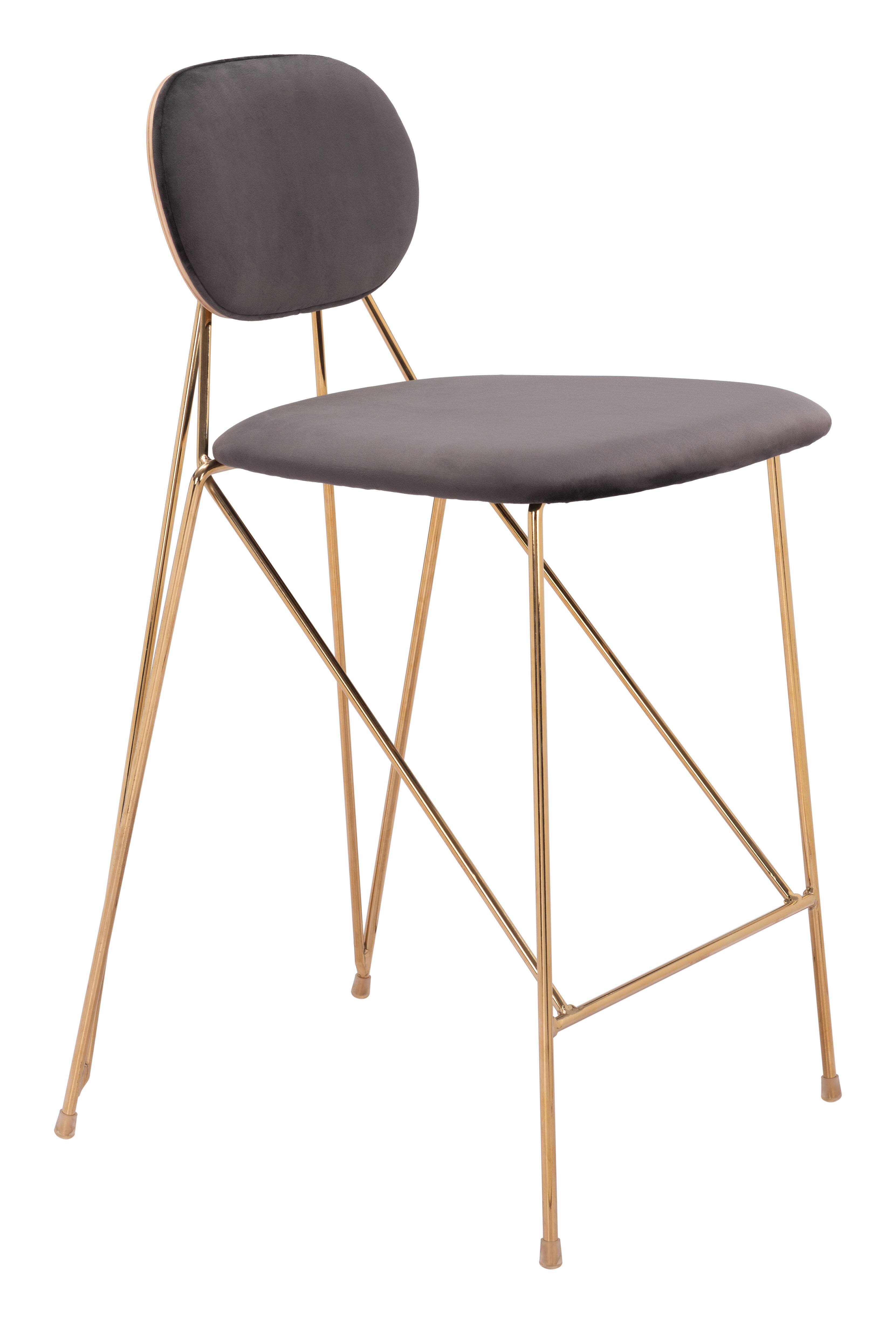 Hivvago - Georges Counter Stool (Set of 2) - Gray & Gold