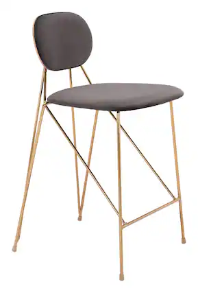 Front. Hivvago - Georges Counter Stool (Set of 2) Gray & Gold - Gray & Gold.