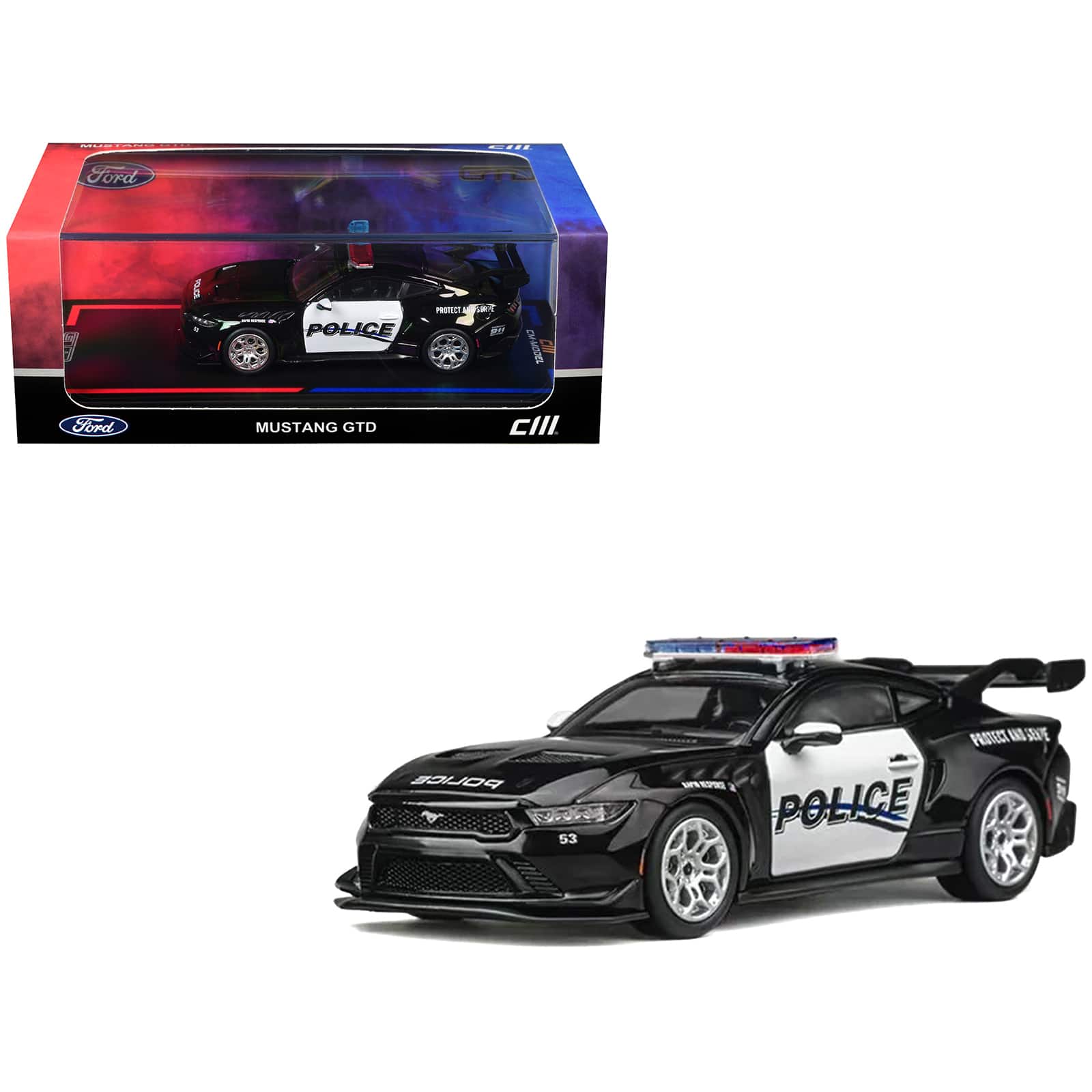 "Ford Mustang GTD ""Police"" Black and White 1/64 Diecast Model Car by CM Models" price history on PriceWatchPro