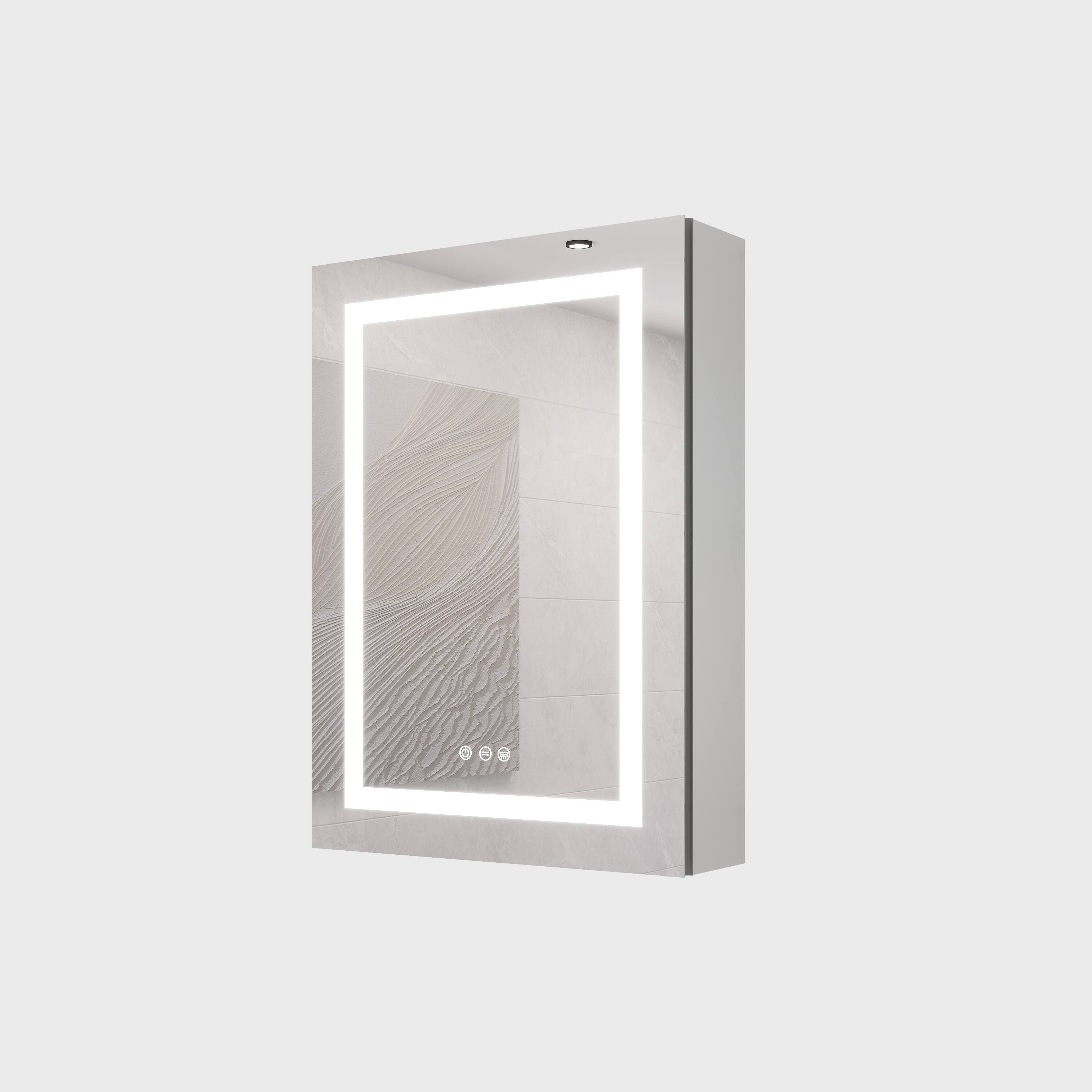 Alt View 7. Boyel Living - 20x28 Inch Bathroom Medicine Cabinet with LED Mirror Single Door Wall Mounted Anti Fog Dimmable - Silver.