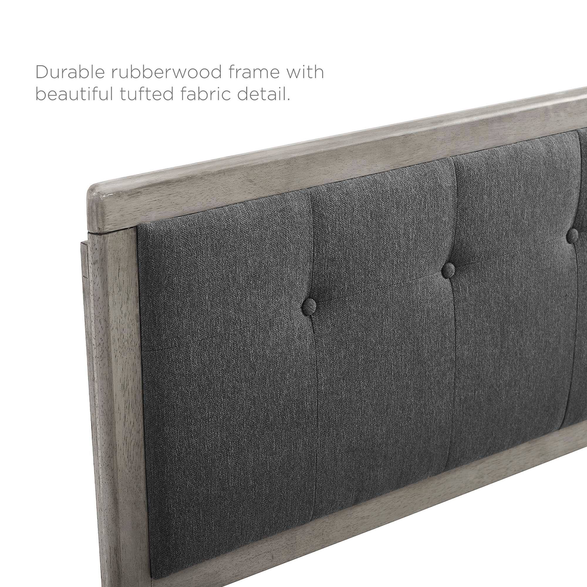 Durable rubberwood frame with beautiful tufted fabric detail.