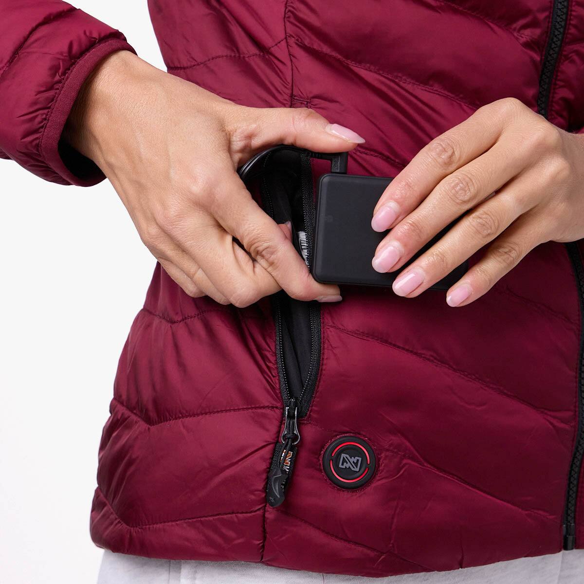 Alt View 6. Mobile Warming - Women's Backcountry Xtera Heated Jacket - Burgundy.