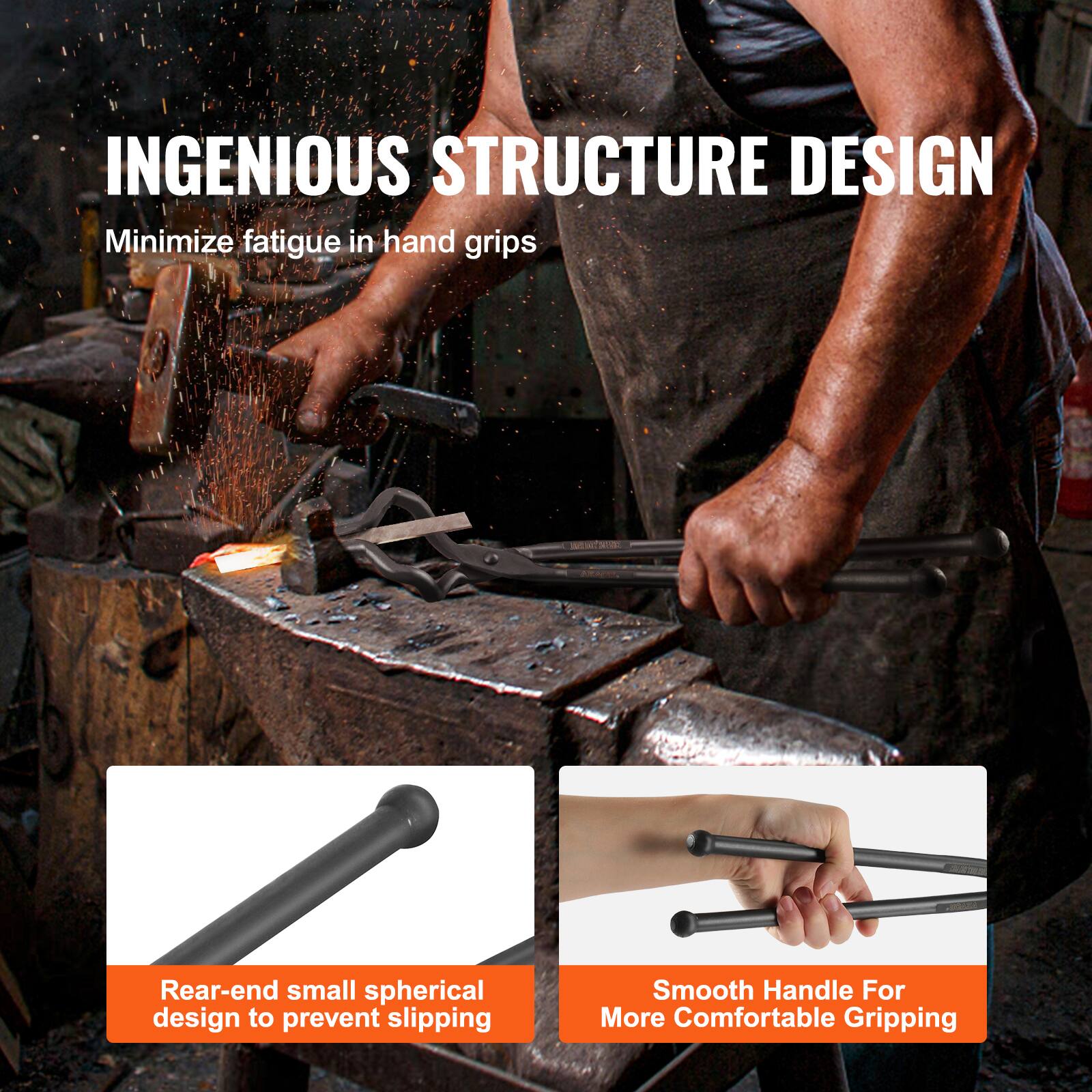 INGENIOUS STRUCTURE DESIGN  
Minimize fatigue in hand grips  

Rear-end small spherical design to prevent slipping  

Smooth Handle For More Comfortable Gripping