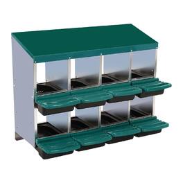GARVEE - Metal Chicken Nesting Boxes, 8-Compartment Nesting Boxes, Egg Laying Box with Roll Up Design Lid, Green