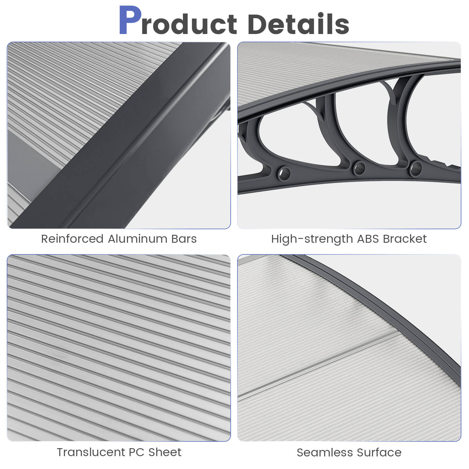 Product Details

- Reinforced Aluminum Bars
- High-strength ABS Bracket
- Translucent PC Sheet
- Seamless Surface
