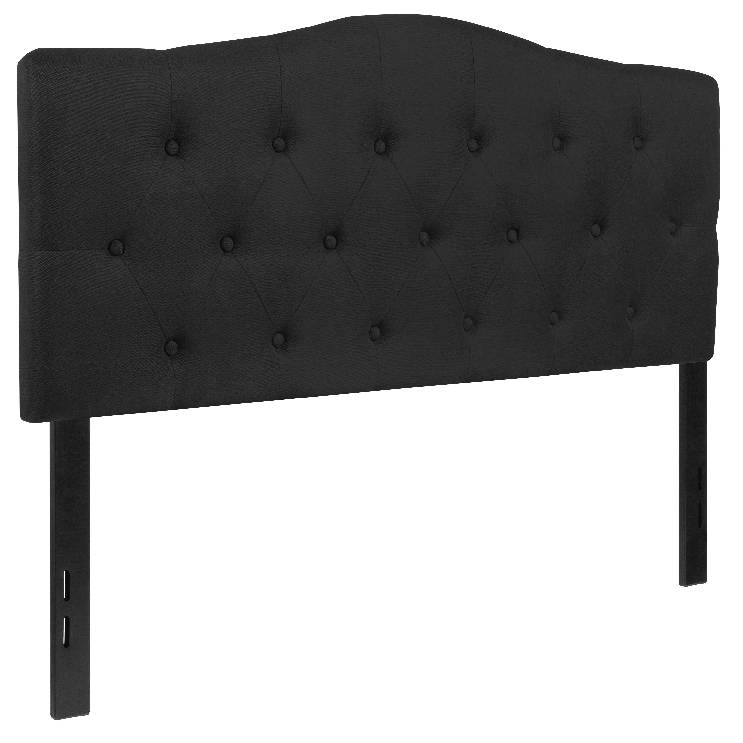 Alt View 1. Emma + Oliver - Arched Button Tufted Upholstered Headboard - Black.
