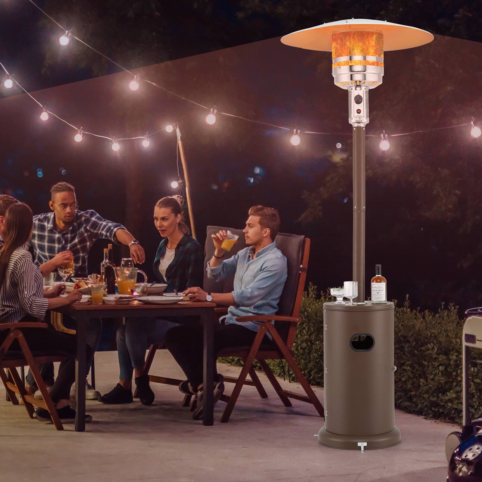 Left. Sugift - 50000 BTU Propane Patio Heater with Round Table Design - Brown.
