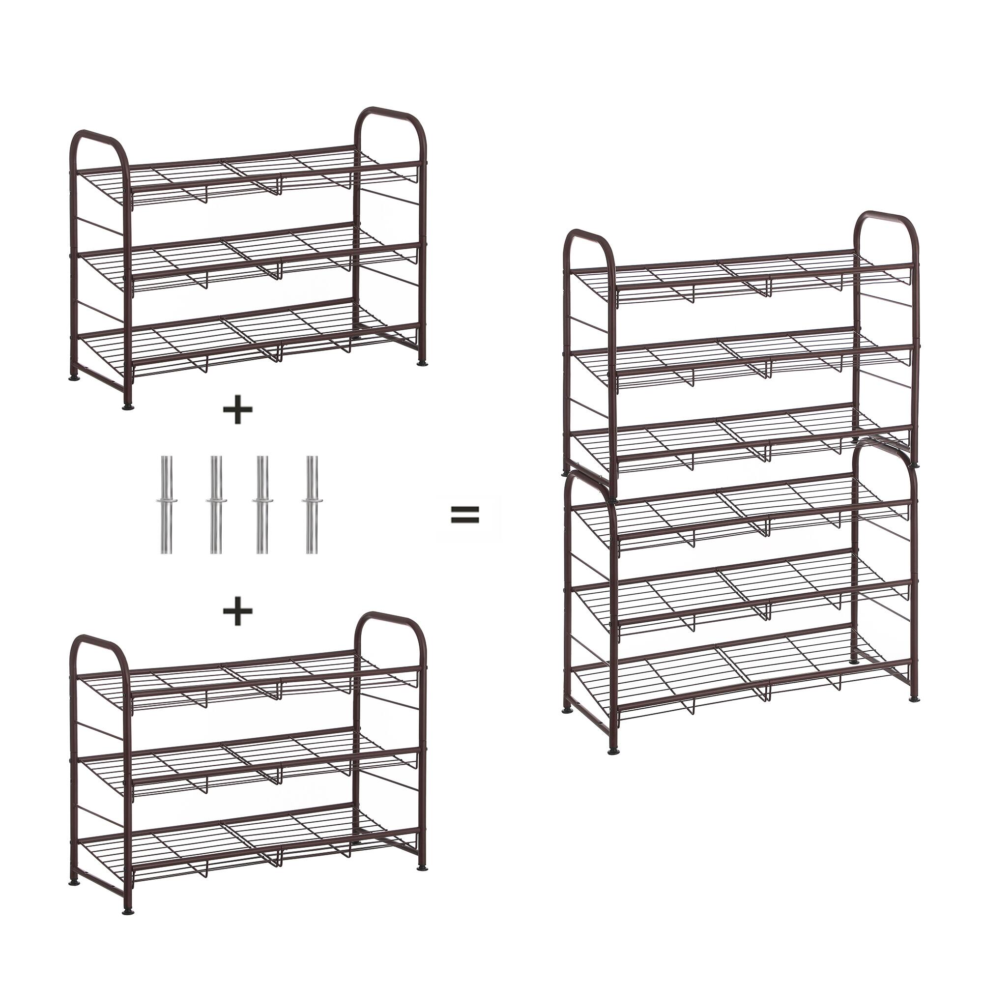 Alt View 4. Songmics Home - Shoe Rack, 3 Tier Shoe Organizer for Closet, Holds up to 12 Pairs of Shoes, Shoe Rack for Front Door Entrance - Bronze.
