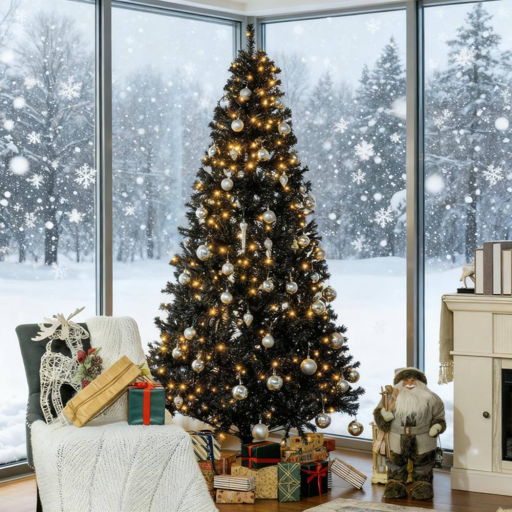 Alt View 3. APRILSOUL - 7.5 FT Tall PreLit Artificial Christmas Tree - Black.
