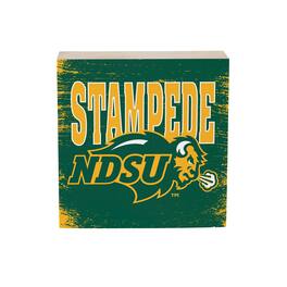 Evergreen Enterprises - NDSU Bison 6" Square Fan Chant Wood Block Shelf Sign - Multicolor