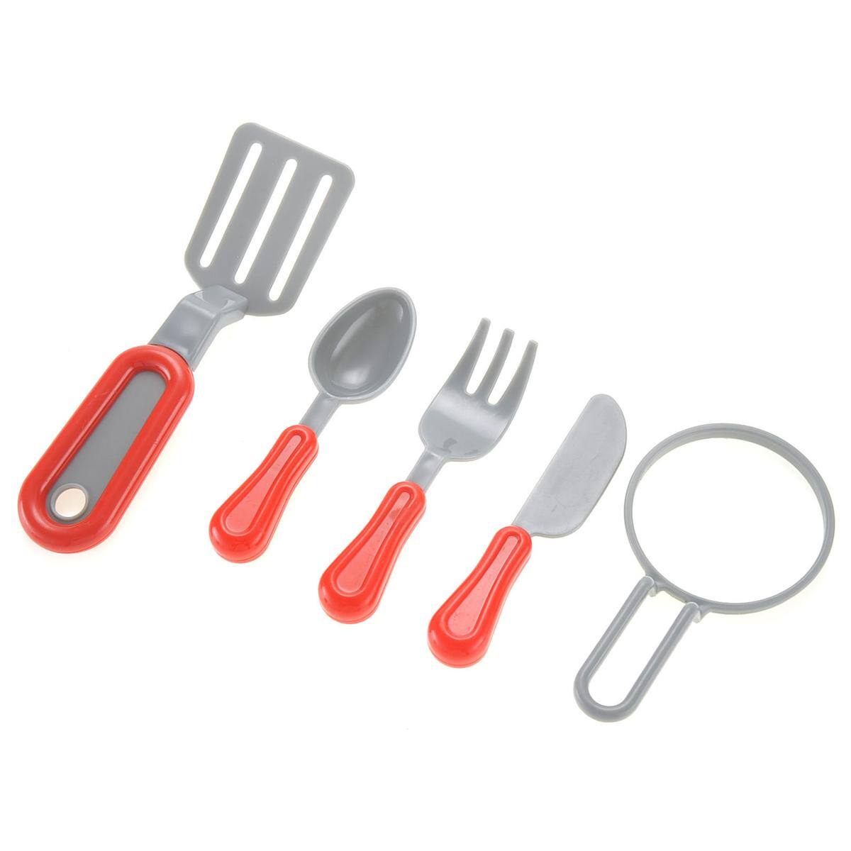 Left. JuzToys - Play Food Sets for Kids Kitchen, Kids Pretend Grill Playset, BBQ Griddle Set, Kitchen Cooking Toys, Utensils, Red/Gray - Multi.