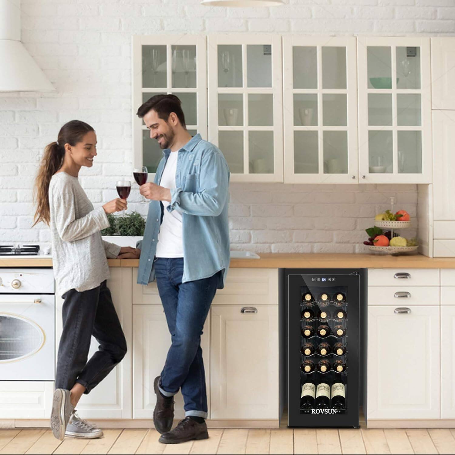 Alt View 2. Winado - 18 Bottle Wine Fridge, Freestanding Compressor Wine Cooler Refrigerator, Beverage Wine Chiller with Digital Temperature - Black.