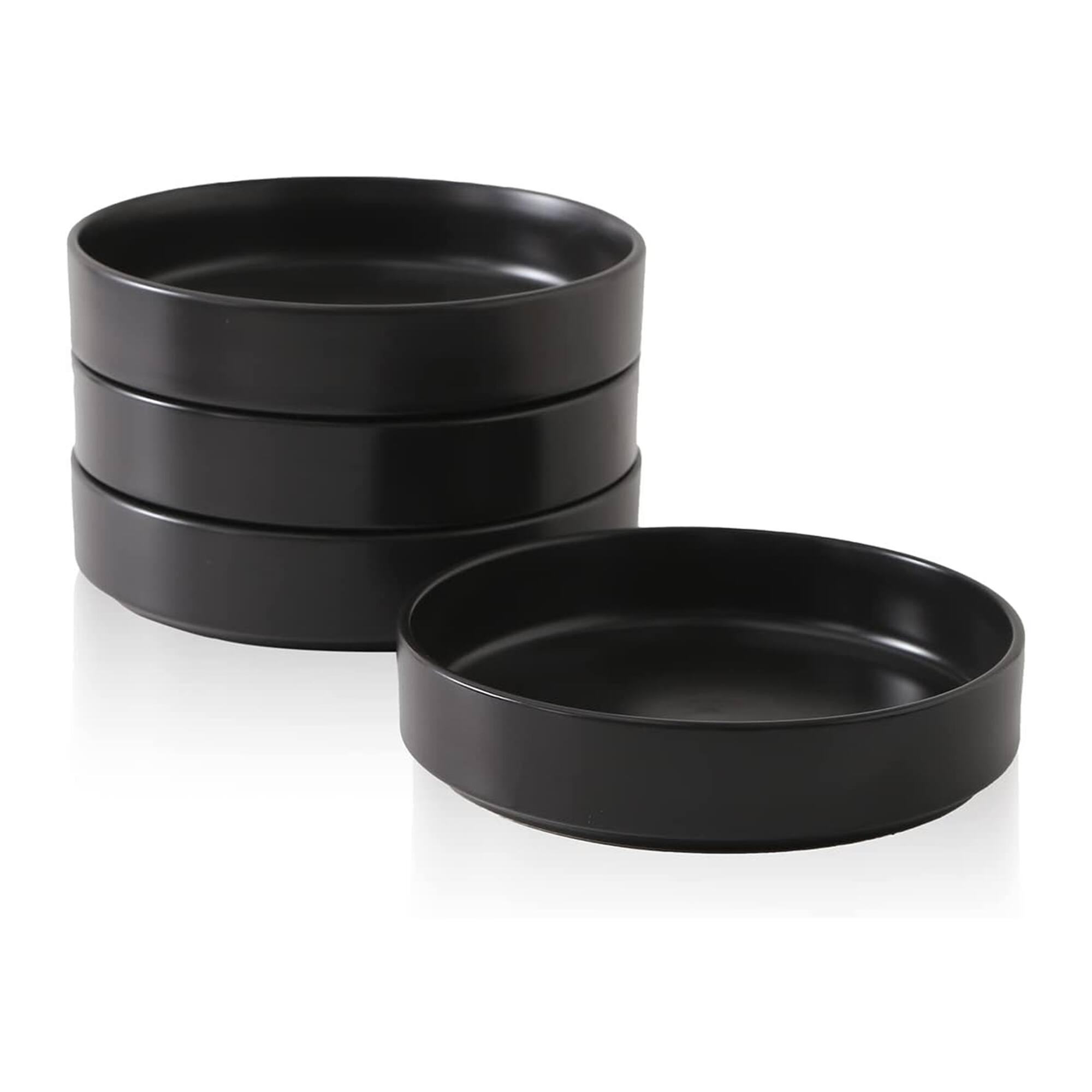 Stone Lain - Celina Stoneware 4 Piece Pasta Bowl Set, Home Kitchen Utensils - Black