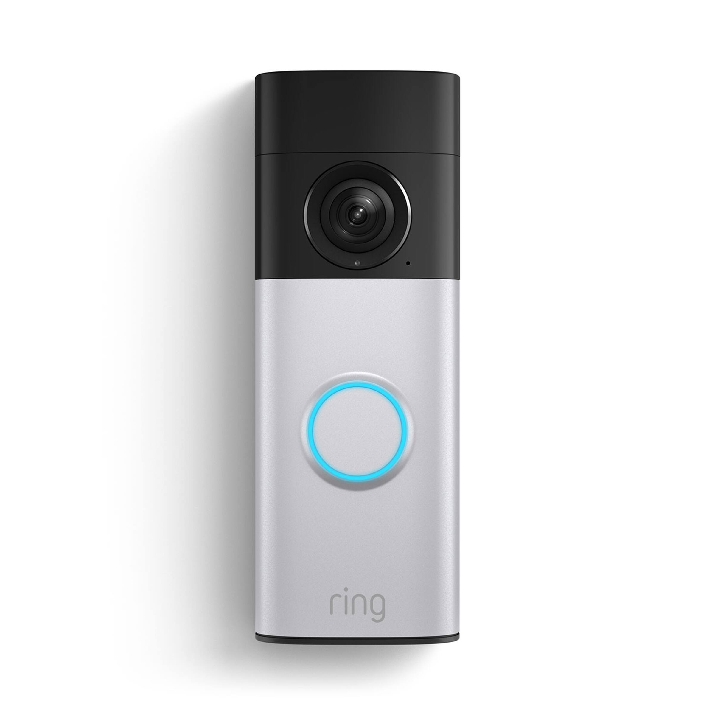 Front. Ring - Ring Battery Doorbell Plus (newest model) Retinal 2K with wide-angle video, up to 6x Zoom, Night Vision and Battery Pack - Nickel Silver.