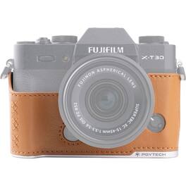 PGYTECH - Leather Half Case for - Clay Brown, Fujifilm X-T30 Camera