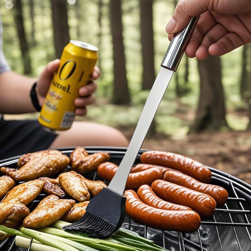 Alt View 6. COWIN - BBQ Grill Tools Set Stainless Steel with Case 9 Pcs - silver.