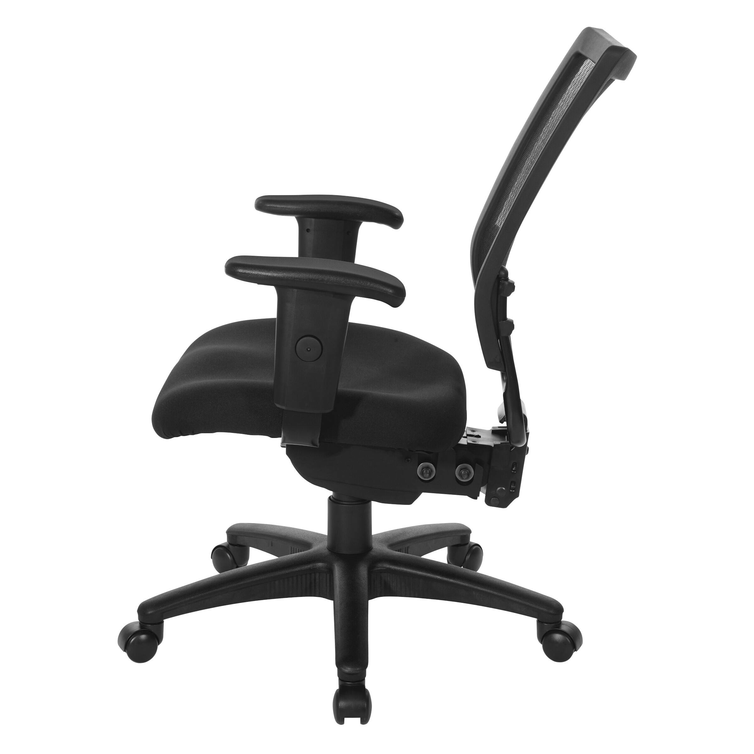 Left. Office Star Products - Soft Frame Task Chair Mesh Back in Coal Freeflex Fabric Seat in Black Base - Coal.