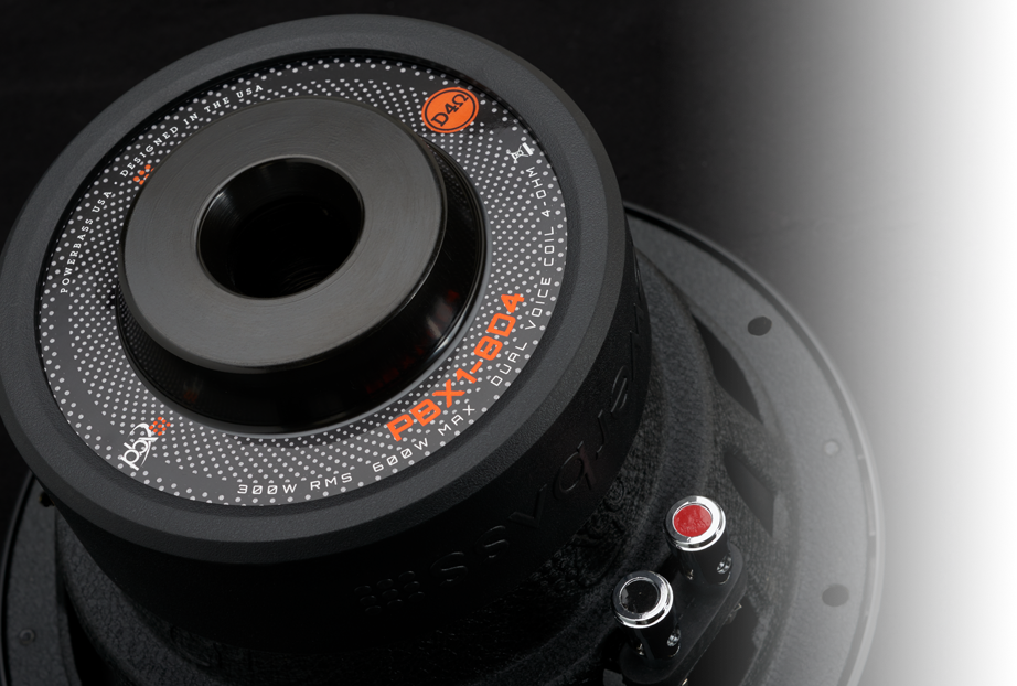 THE USA  
DESIGNED IN THE USA  
POWERBASS  
PBX-1604  
DUAL VOICE COIL  
4 OHM  
300W RMS  
D4C