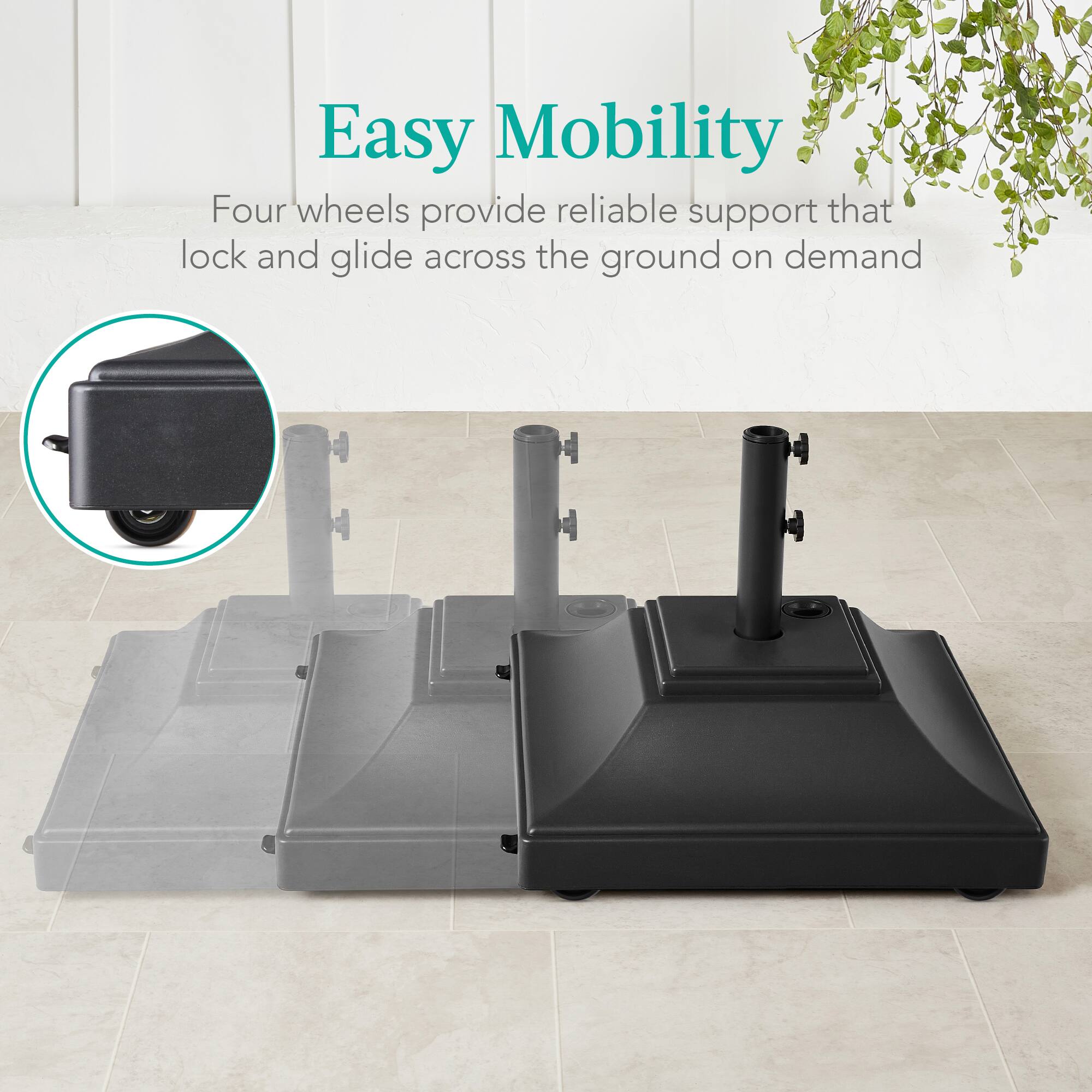 Easy Mobility

Four wheels provide reliable support that lock and glide across the ground on demand