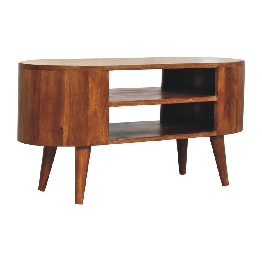 Open Unit Led Artisan Furniture Solid Wood Cortez Chestnut Media Unit, 2 Open Shelves ...