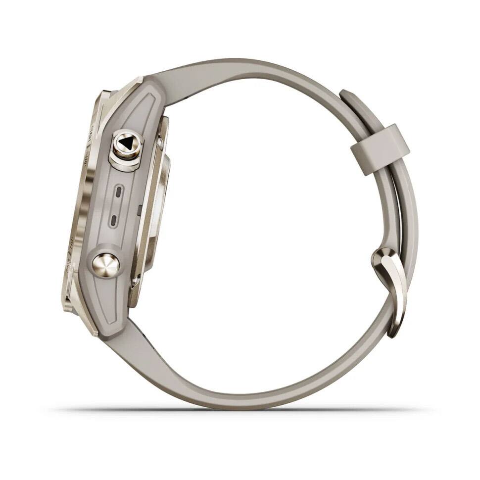 Alt View 6. Garmin - Garmin Fenix 7S Pro Sapphire Solar Edition Soft Gold with Light Sand Band 42 MM - Soft Gold with Light Sand Band.