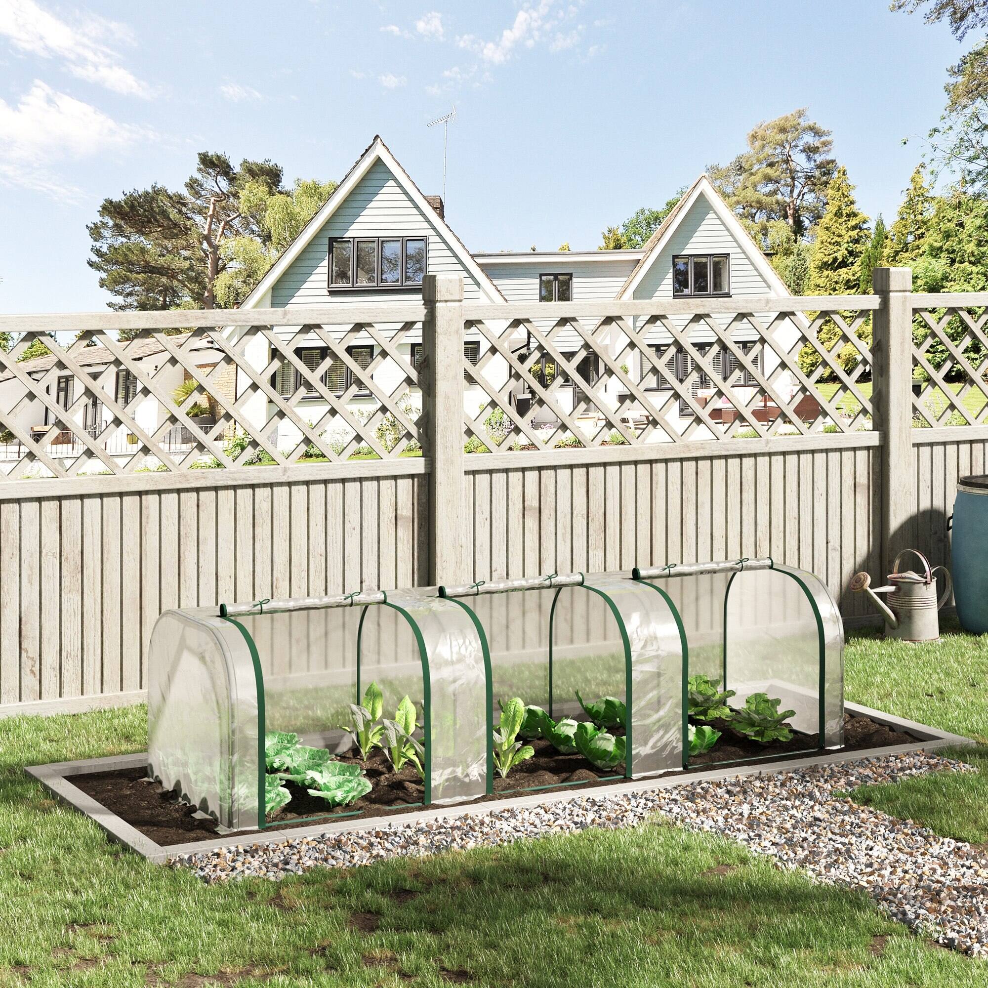 Alt View 1. Outsunny - L x 3' W x 2.5' H Portable Tunneled Greenhouse with 3 Zippered Doors - Clear.