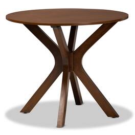 Baxton Studio - Kenji Modern and Contemporary Finished 34-Inch-Wide Round Wood Dining Table - Walnut