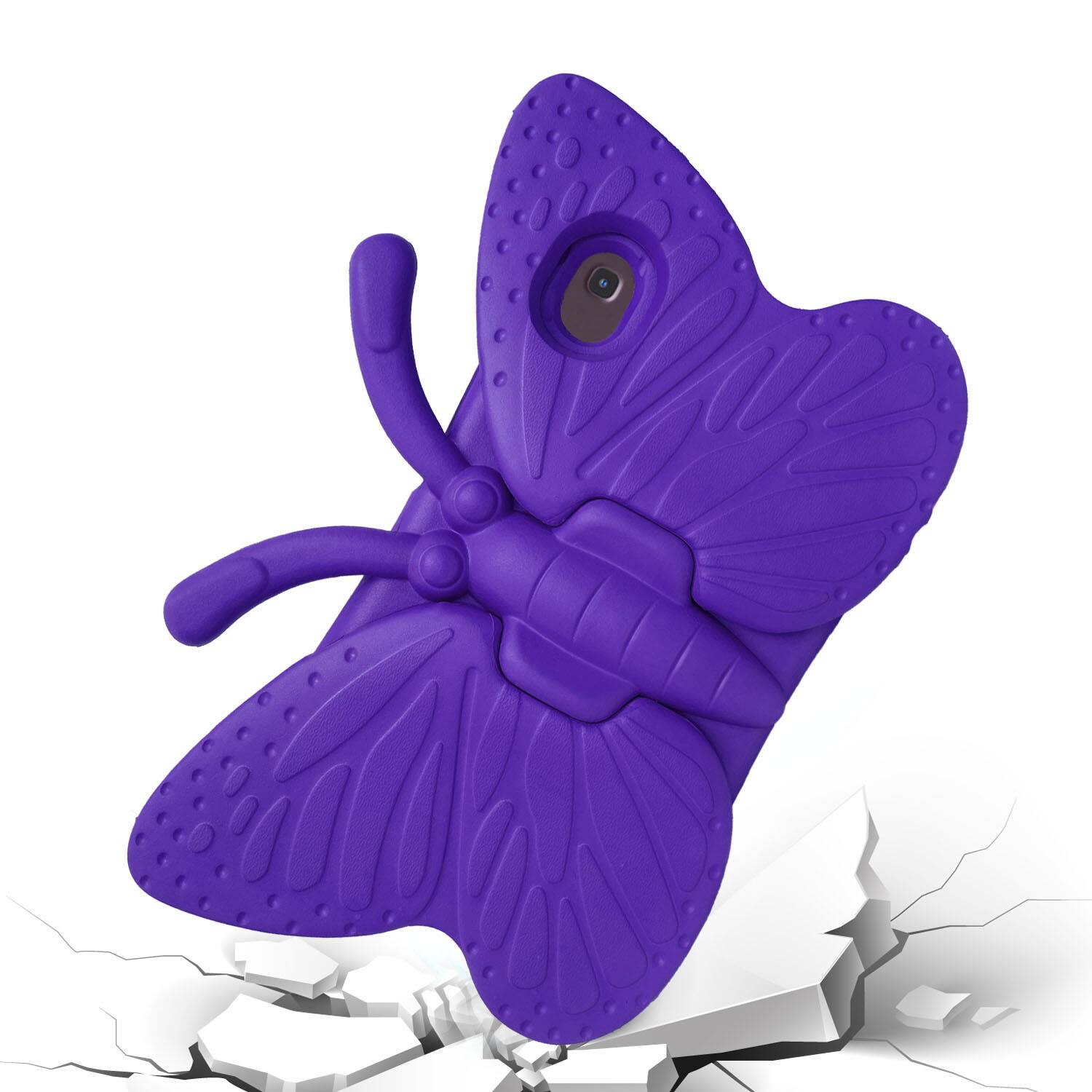 Angle. Dteck - For Samsung Galaxy Tab A9 2023 8.7-inch Kid Case Butterfly Kickstand Light EVA Full Body Drop Protective Cover - Purple.