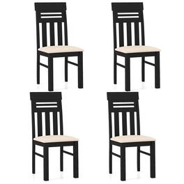 Gymax - Dining Chairs Set of 4 Faux Linen Fabric Farmhouse Side Chairs for Kitchen - Black