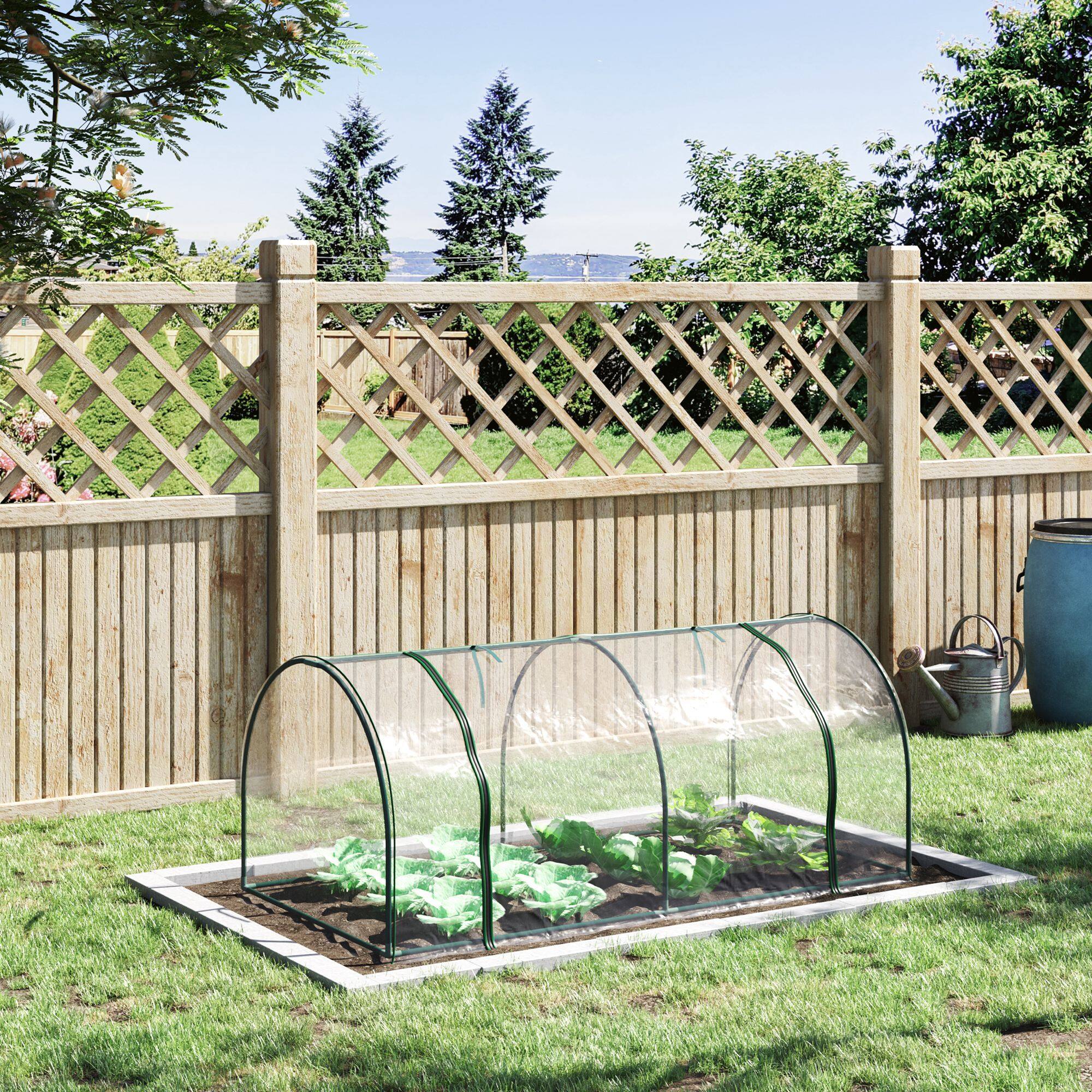 Alt View 1. Outsunny - 7' L x 3' W x 2.5' H Portable Tunnel Greenhouse for Outdoor Garden Hot House with 4 Zippered Doors.