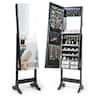 Costway - Jewelry Cabinet Armoire Full Length Frameless Mirror Lockable with Lights - Black