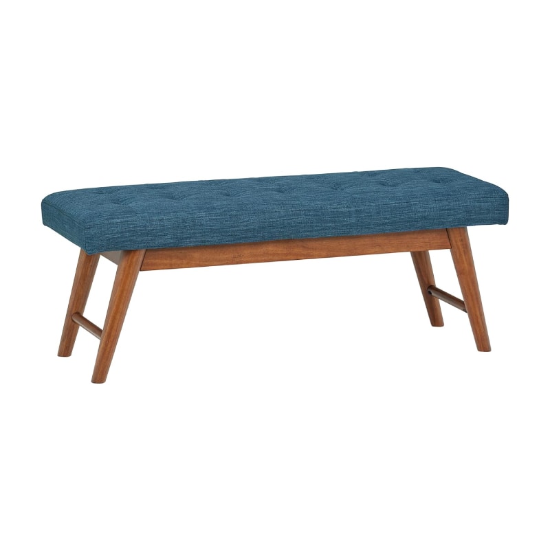 Front. Lumina Wise - Modern Upholstered Button-Tufted Ottoman Bench - Navy Blue.